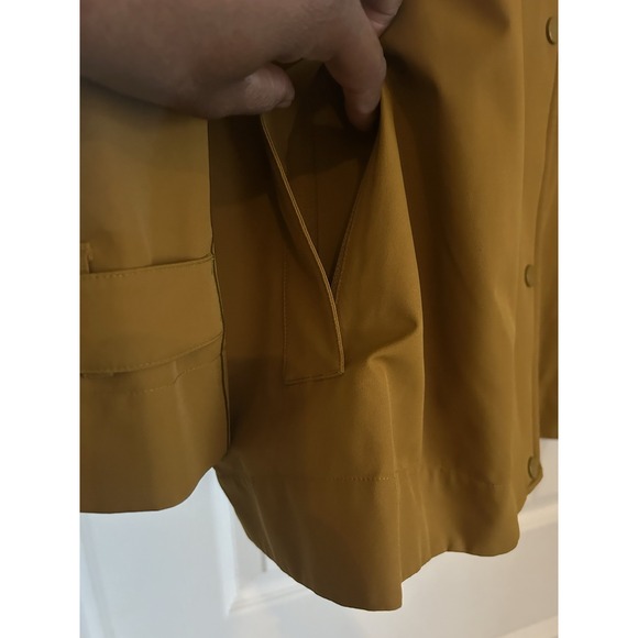 Athleta Rainout Sutro Trench Coat Women's Size X Large Brass Yellow Hooded - Picture 10 of 12